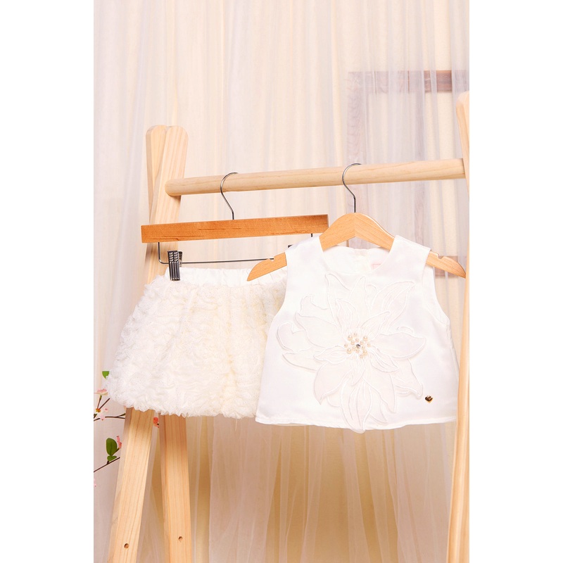 Infant Girls White Embellished Set (2 Piece)