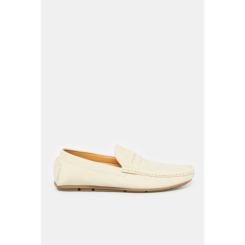 Men Cream Textured Loafer|EU40|EU41|EU42|EU43|EU44|EU45