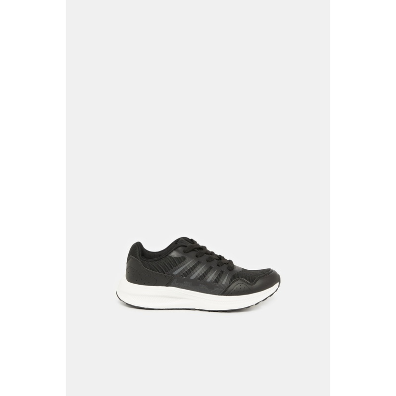 Senior Boys Black Material Block Sneakers