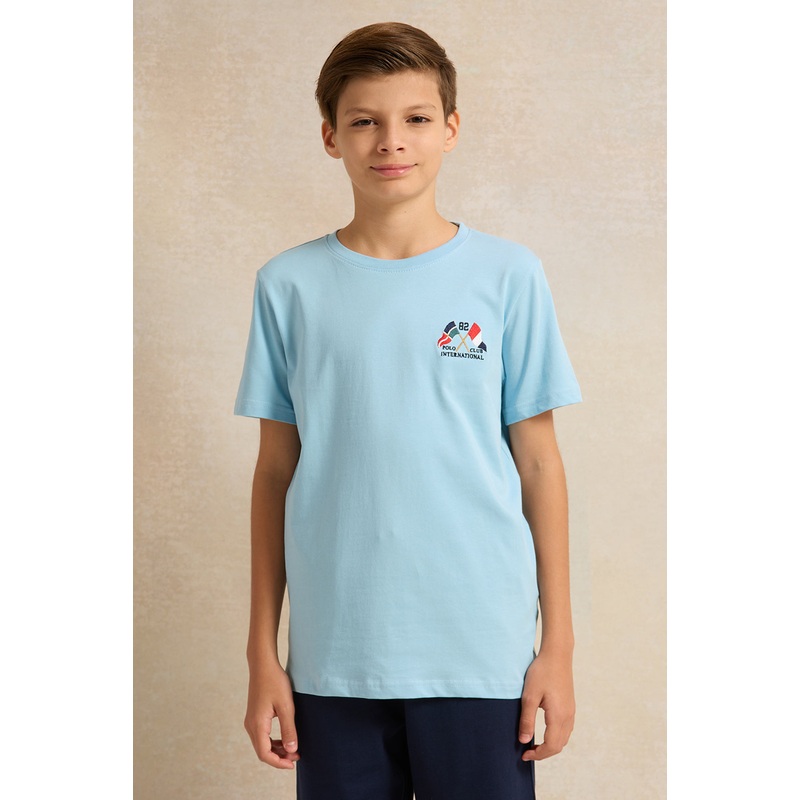 Senior Boys Blue Printed T-shirt