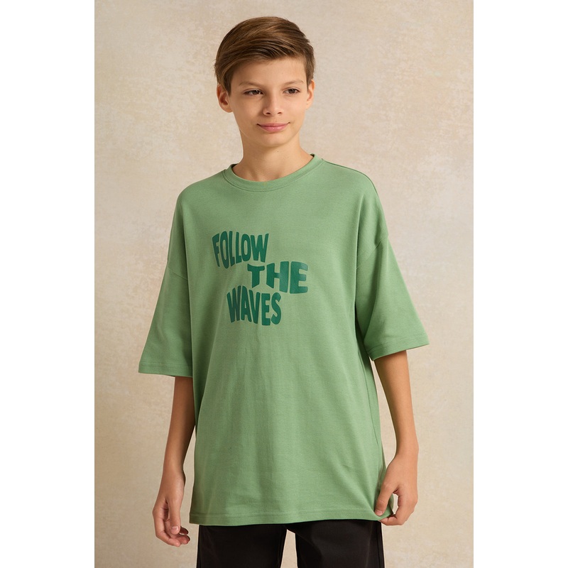 Senior Boys Green Oversize T-shirt