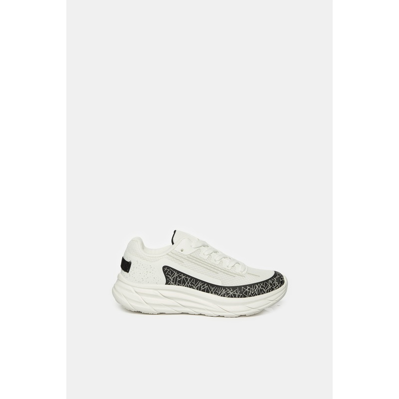 Senior Boys White Material Block Sneakers