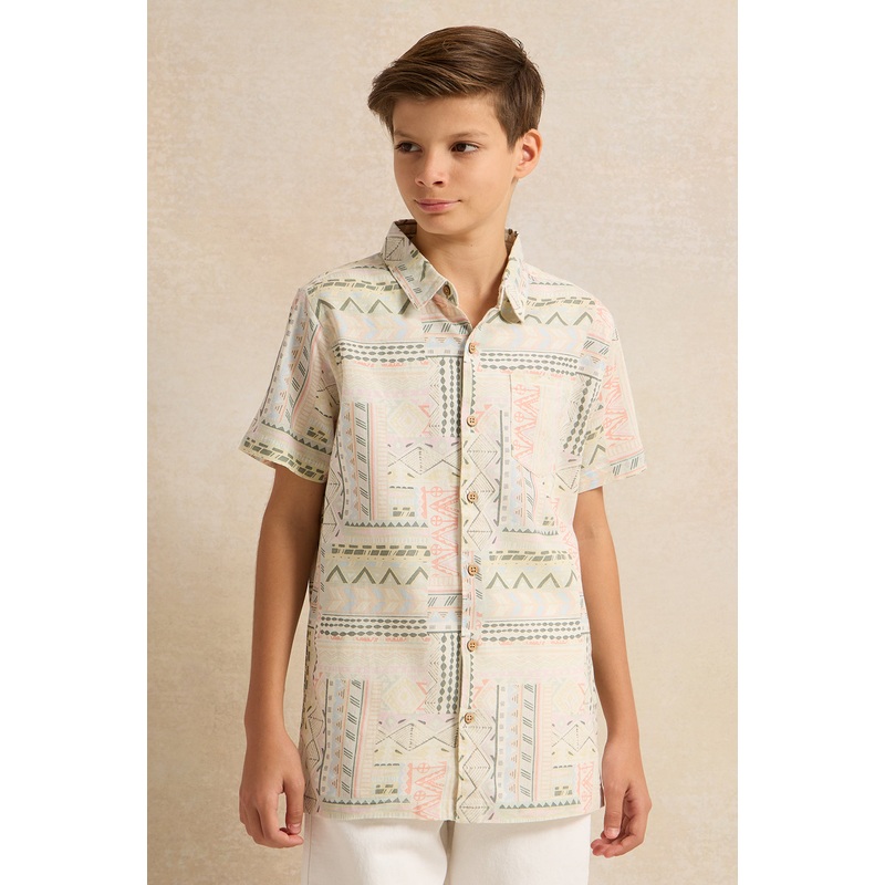 Senior Boys White Printed Shirt