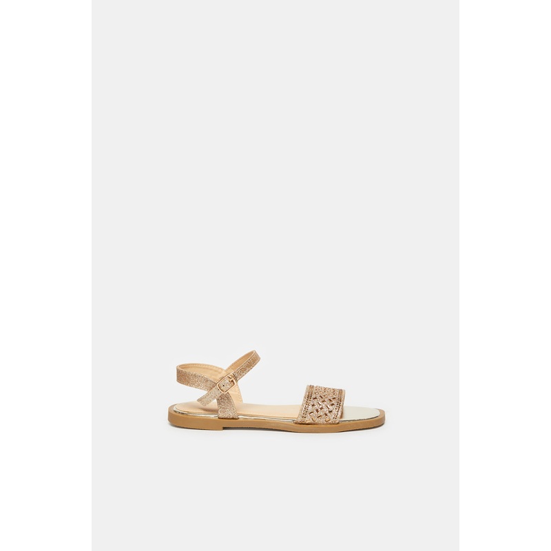 Senior Girls Gold Glitter Sandals