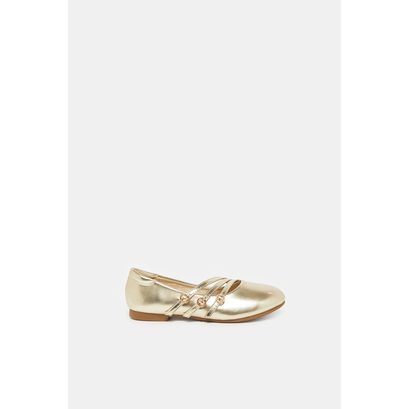 Senior Girls Gold Strap Ballerina