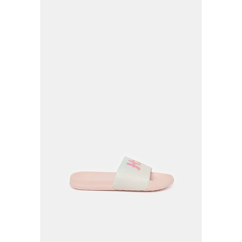 Senior Girls Pink Embossed Slide