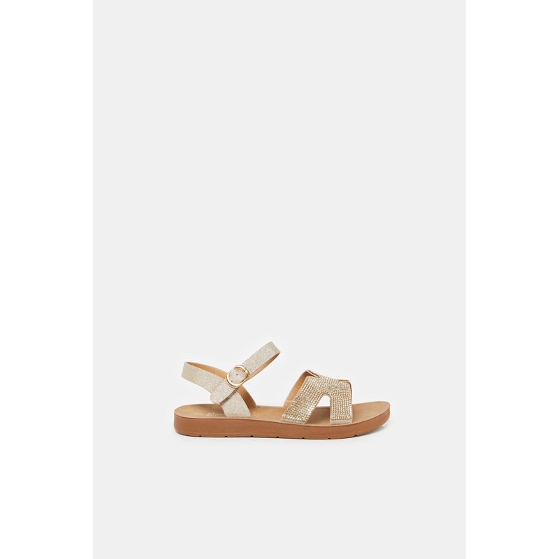 Senor Girls Gold Diamante Sandals