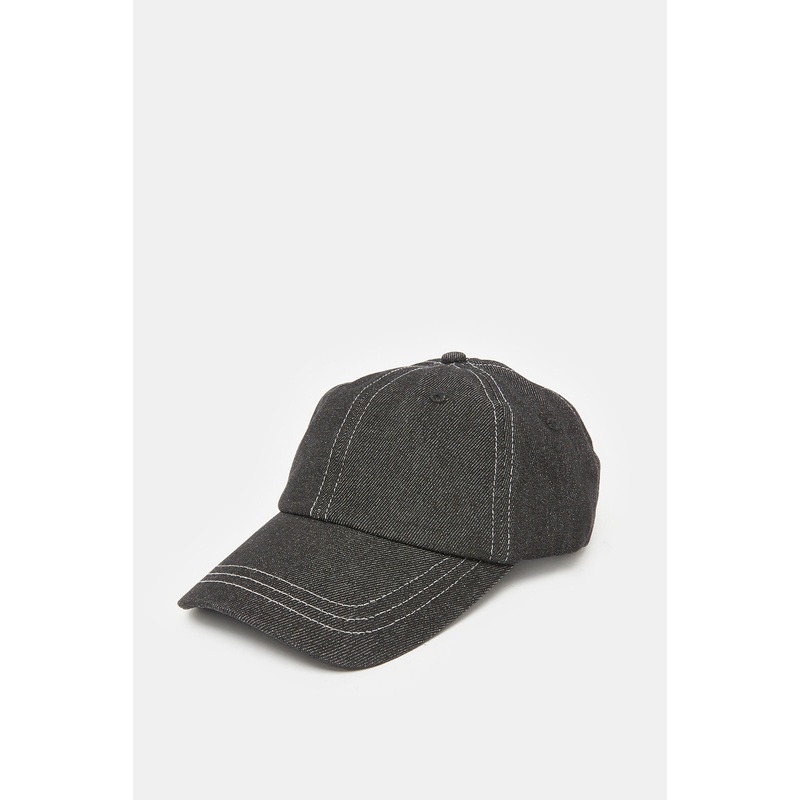 Women Black Demin Contrast Stitch Cap