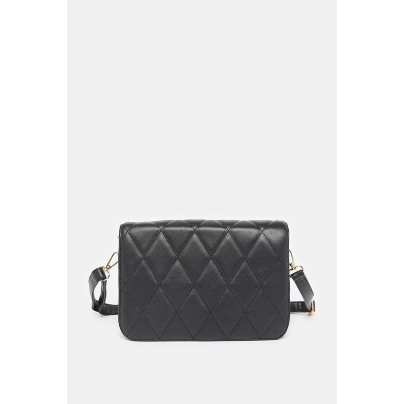 Women Black Textured Utility Bag