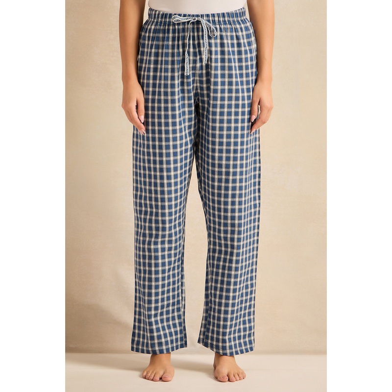 Women Blue Checkered Pyjama Bottom