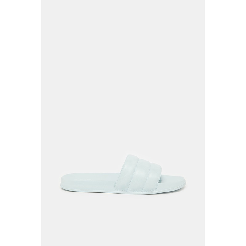 Women Blue Stitching Upper Slide