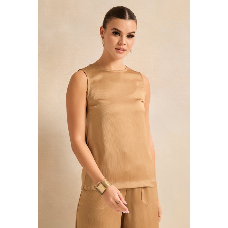 Women Brown Sleeveless Top|UK8|UK10|UK12|UK14|UK16|UK18