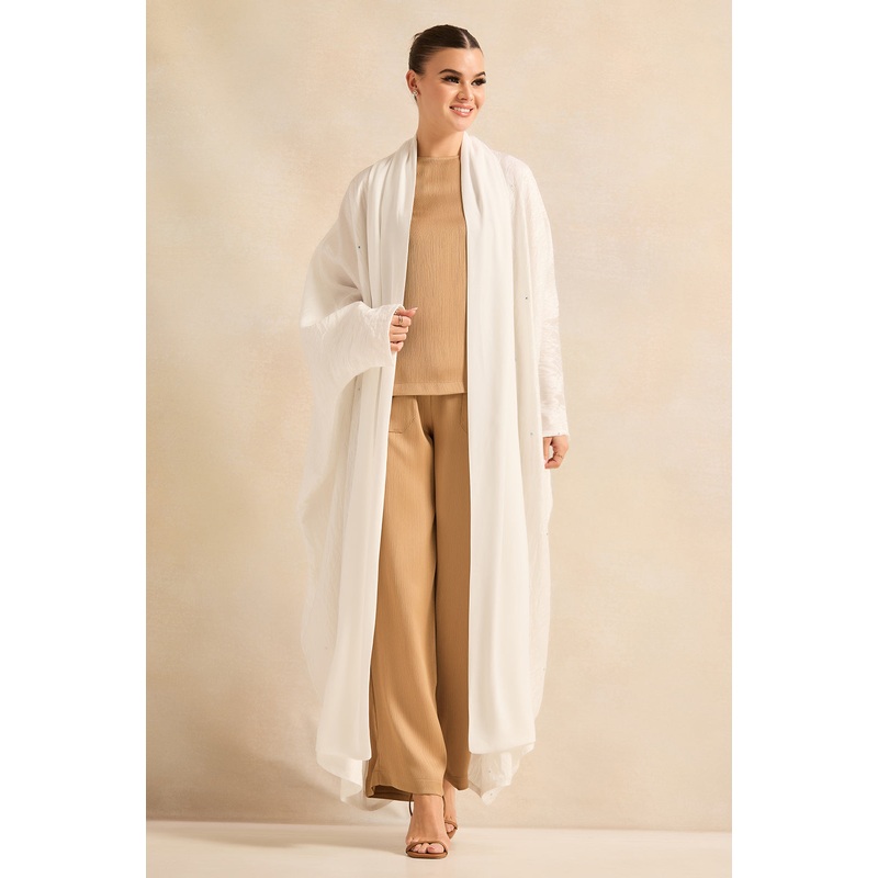 Women Ivory Open Front Kimono Dress