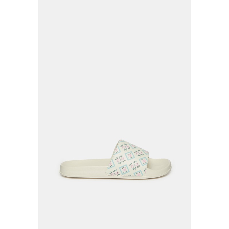 Women Ivory Printed Slide|EU36|EU37|EU38|EU39|EU40|EU41