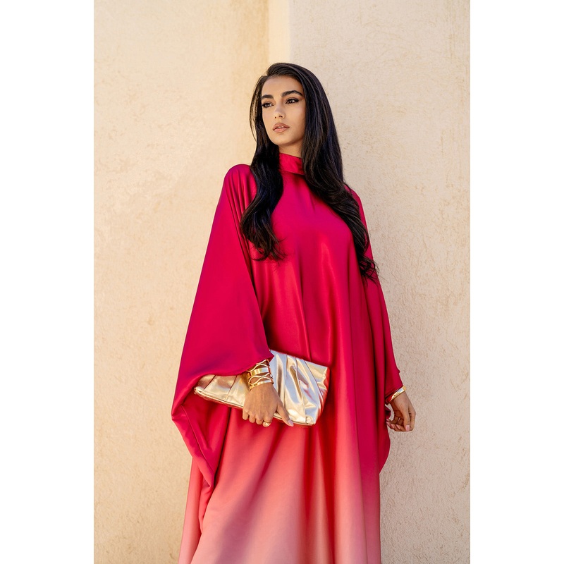 Women Pink Satin Kimono Dress|Small|Medium|Large