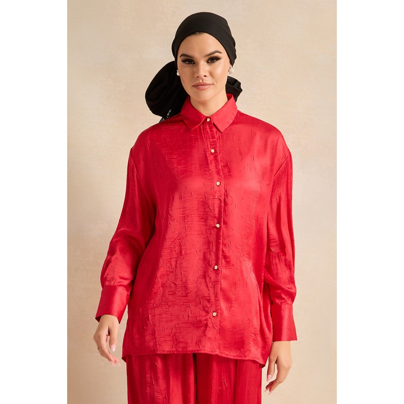 Women Red Collared Shirt|UK8|UK10|UK12|UK14|UK16|UK18