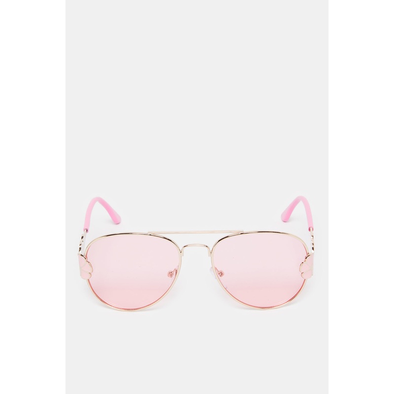 Girls Pink And Gold Aviator Sunglasses
