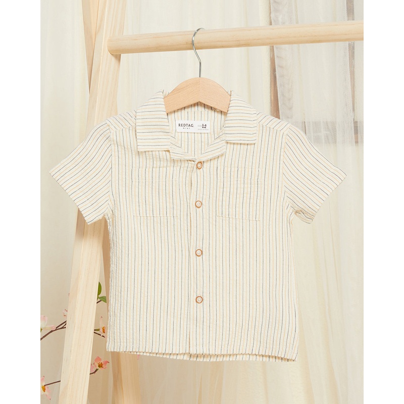 Infant Boys Beige Striped Shirt