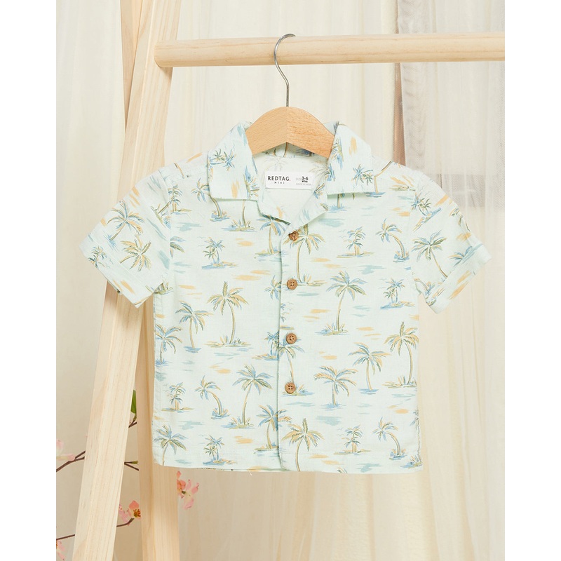 Infant Boys Blue Printed Shirt