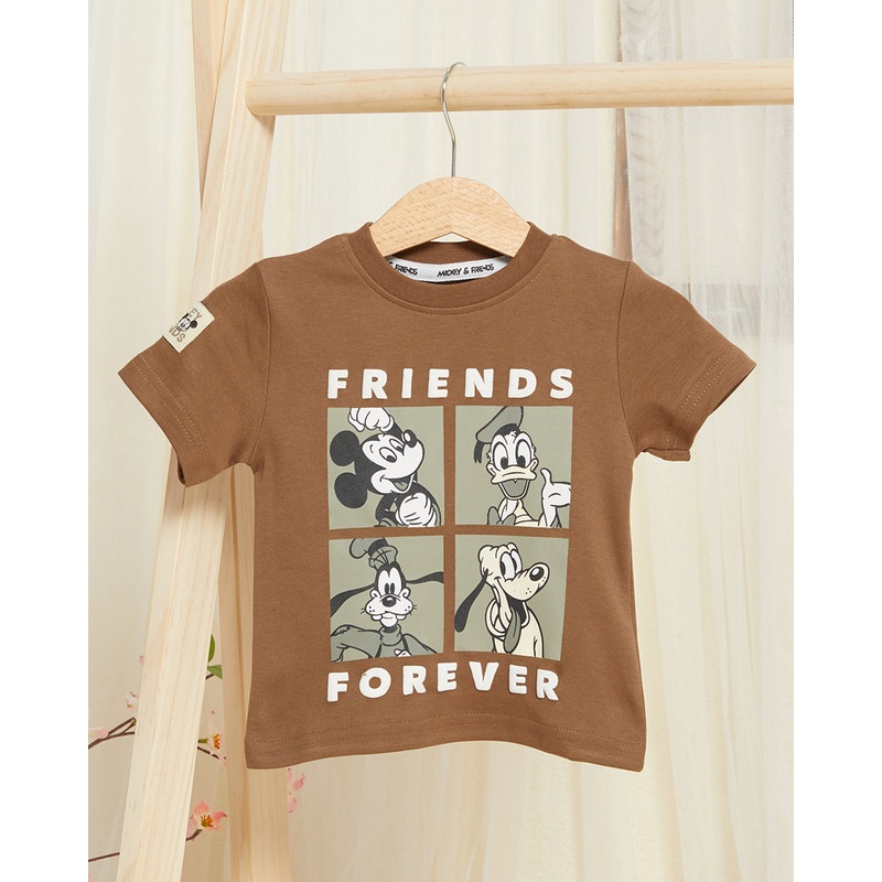 Infant Boys Brown Mickey Print  T-Shirt