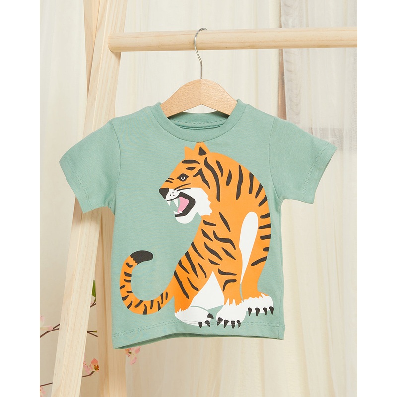 Infant Boys Green Tiger Print T-shirt