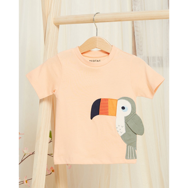 Infant Boys Peach Printed T-shirt