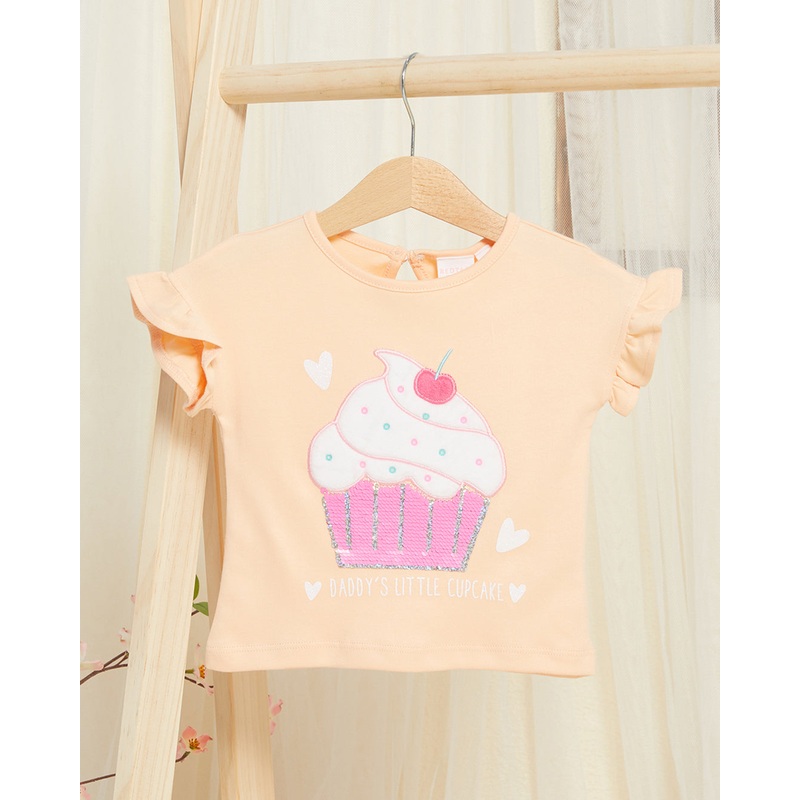 Infant Girls Orange Embellished T-shirt