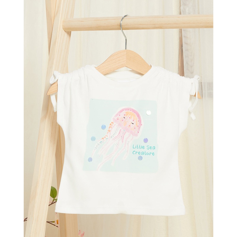 Infant Girls White Embellished T-shirt