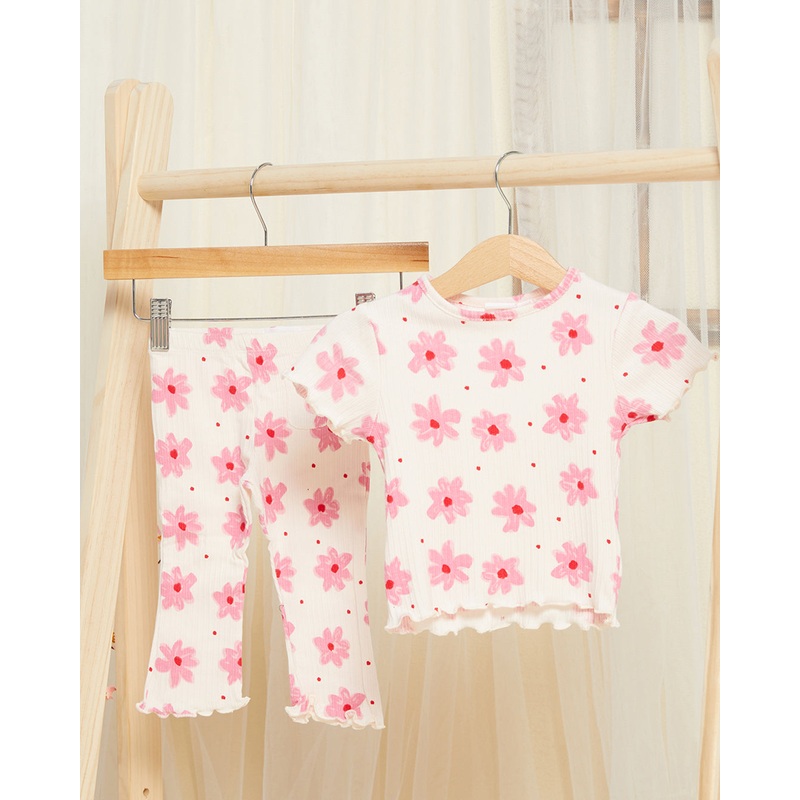 Infant Girls White Printed Set (2 Piece)