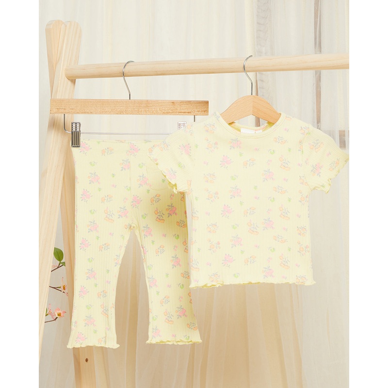 Infant Girls Yellow Printed Set (2 Piece)