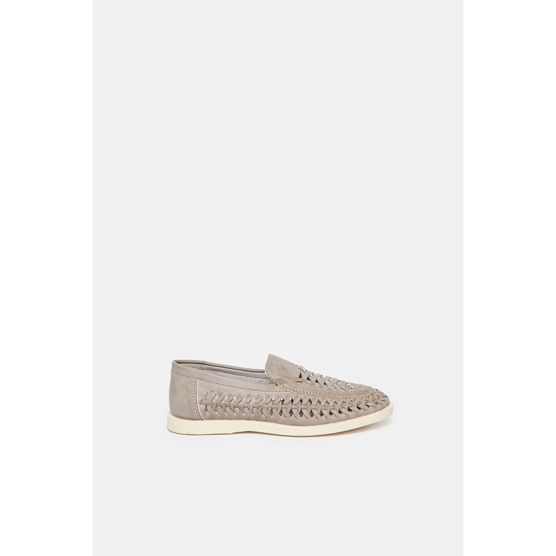 Senior Boys Grey Woven Loafers