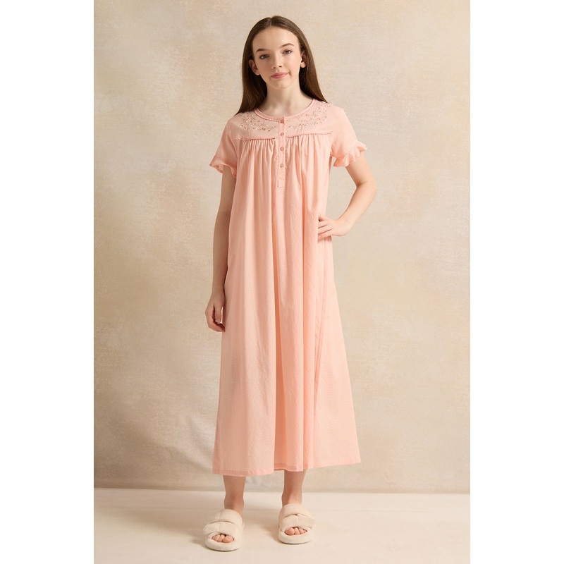 Senior Girls Pink  Nightgowns|8-9 Yrs (S)|9-10 Yrs (M)|11-12 Yrs (L)|13-14 Yrs (XL)|15-16 Yrs (XL)