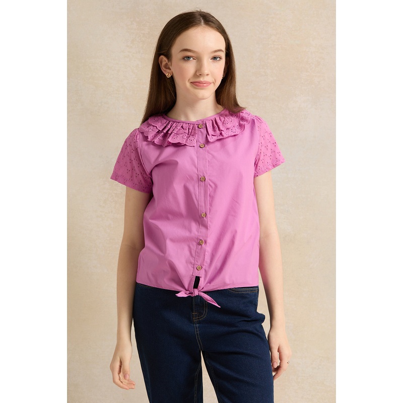 Senior Girls Purple Peter Pan Collar Top