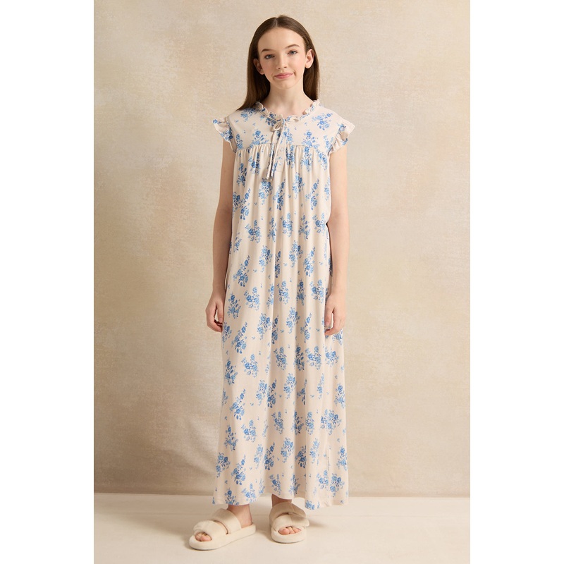 Senior Girls White Floral  Nightgowns