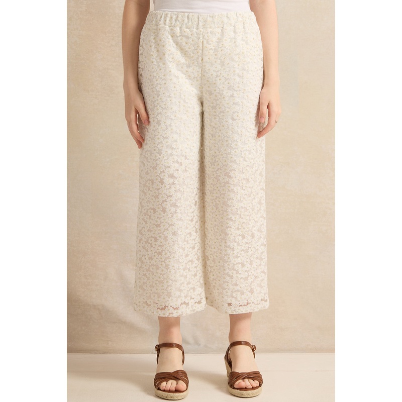 Senior Girls White Jacquard Culottes