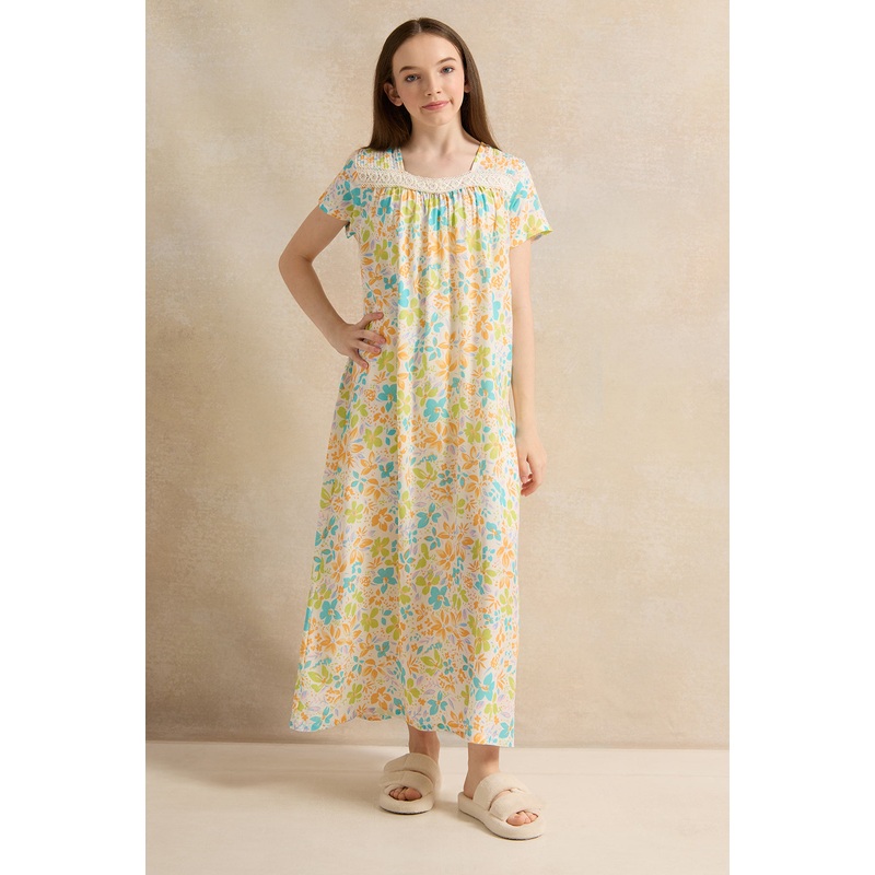 Senior Girls Yellow Floral Nightgowns