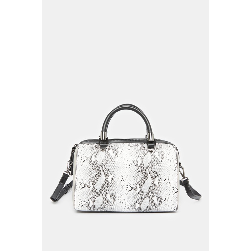 Women Black And Grey Printed Day Bag