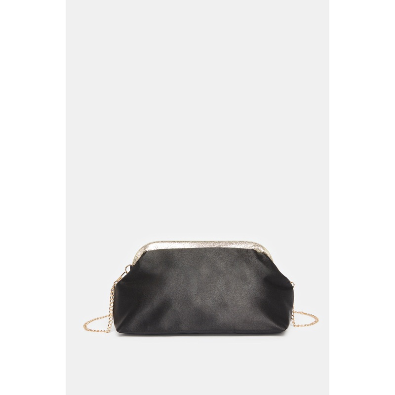 Women Black Embellished Clutch Bag
