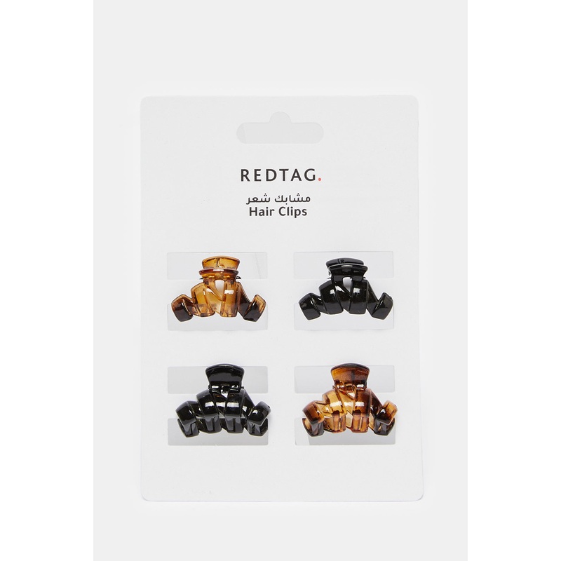Women Brown And Black Claw Clip Set (4 Piece)