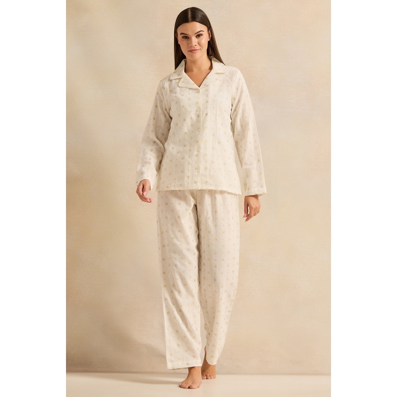 Women Ivory Printed Pajama Set (2 Piece)