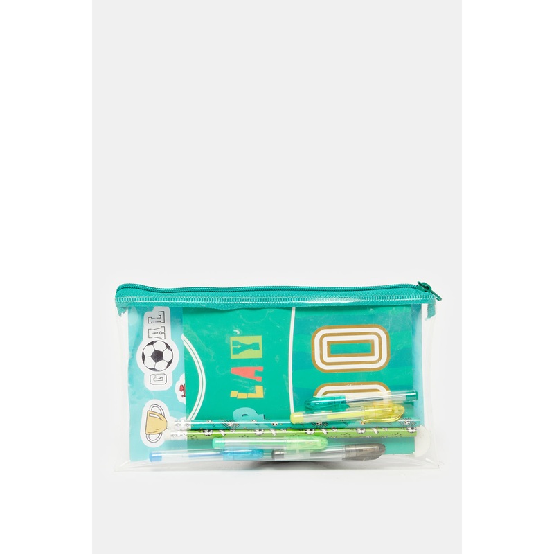 Green Football Print Stationery Set (11 Piece)