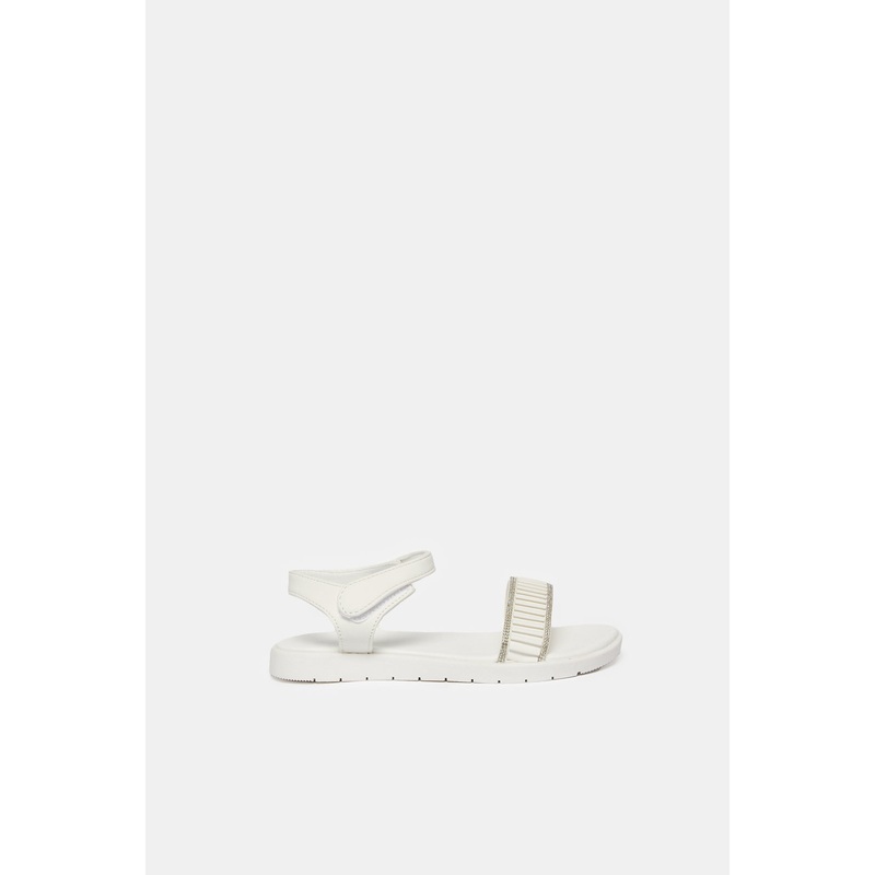 Senior Girls White Diamante Sandals