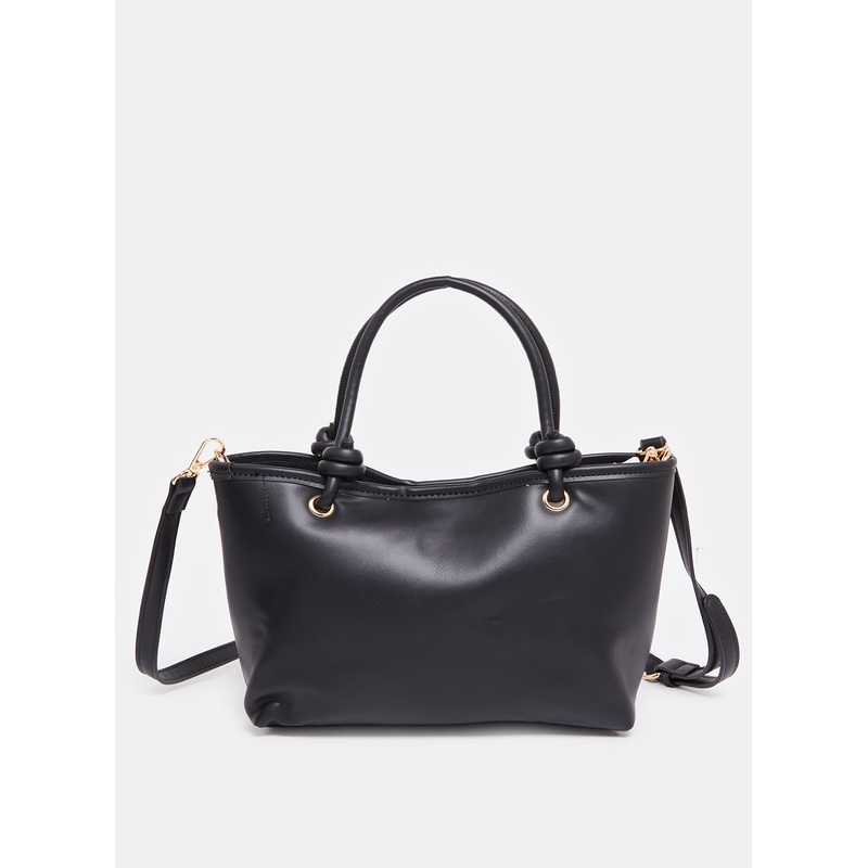 Women Black Embellished Tote Bag