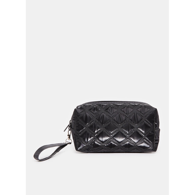 Women Black Quilted Pouch|Default Title