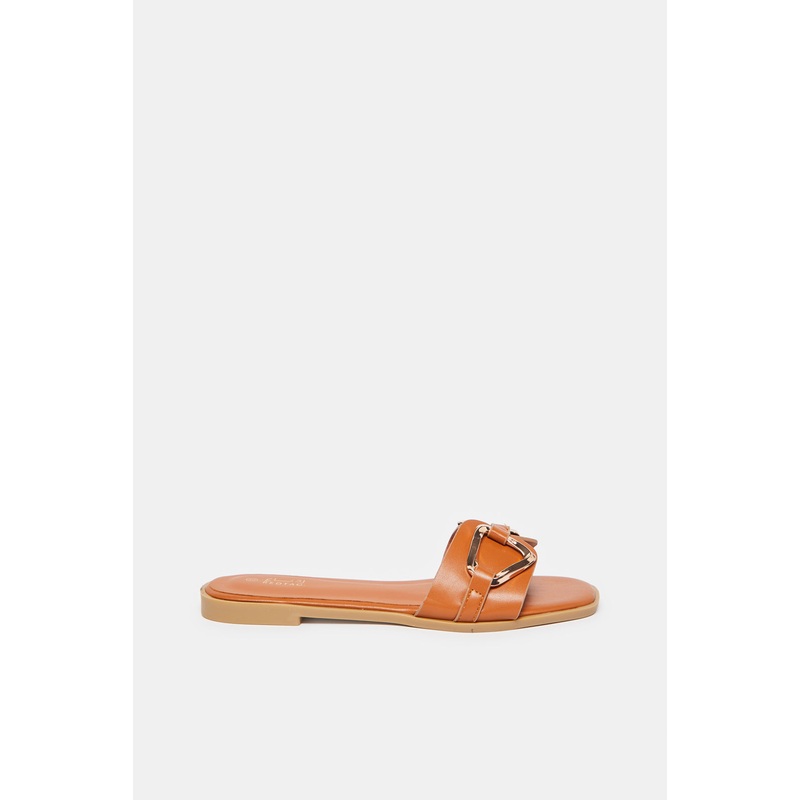 Women Brown Buckle Trim Mule|EU36|EU37|EU38|EU39|EU40|EU41