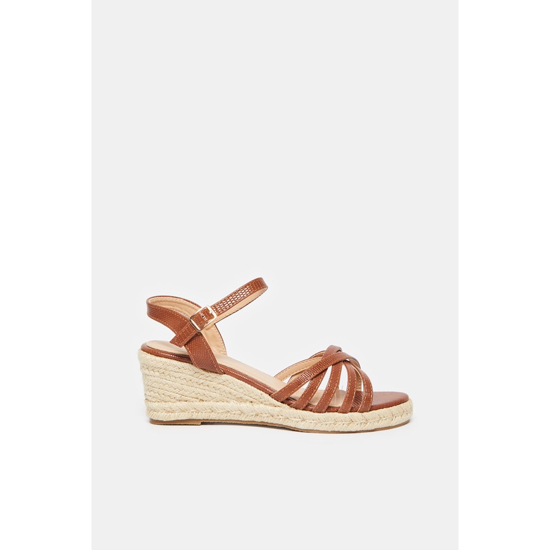 Women Brown Wedge Espadrille Sandal