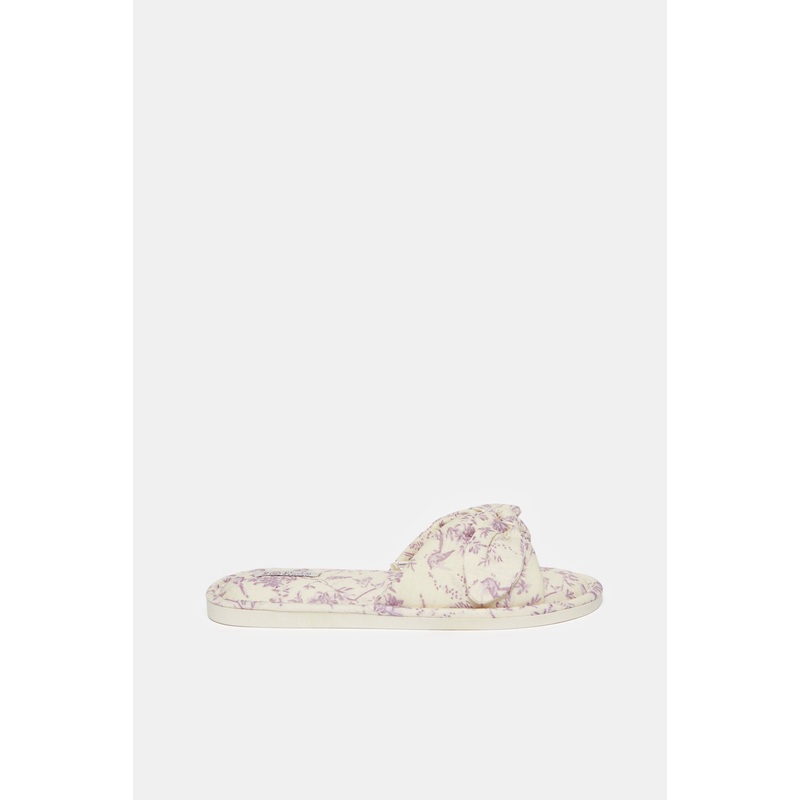 Women Cream Printed Slipper|Small|Medium|Large