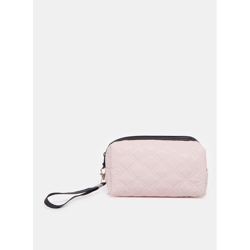 Women Pink Quilted Pouch|Default Title