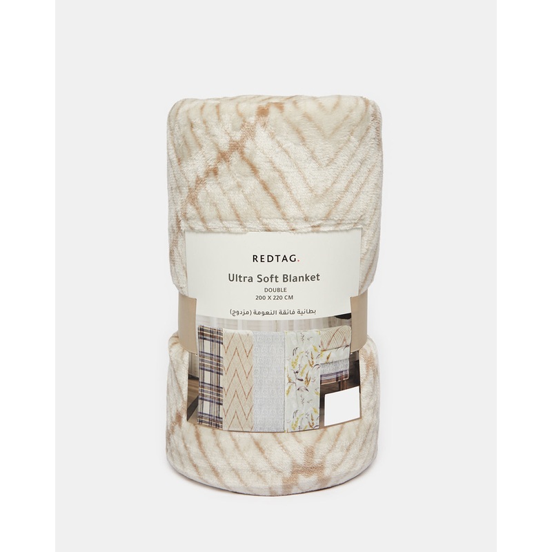 Beige Chevron Printed Blanket (Double Size)