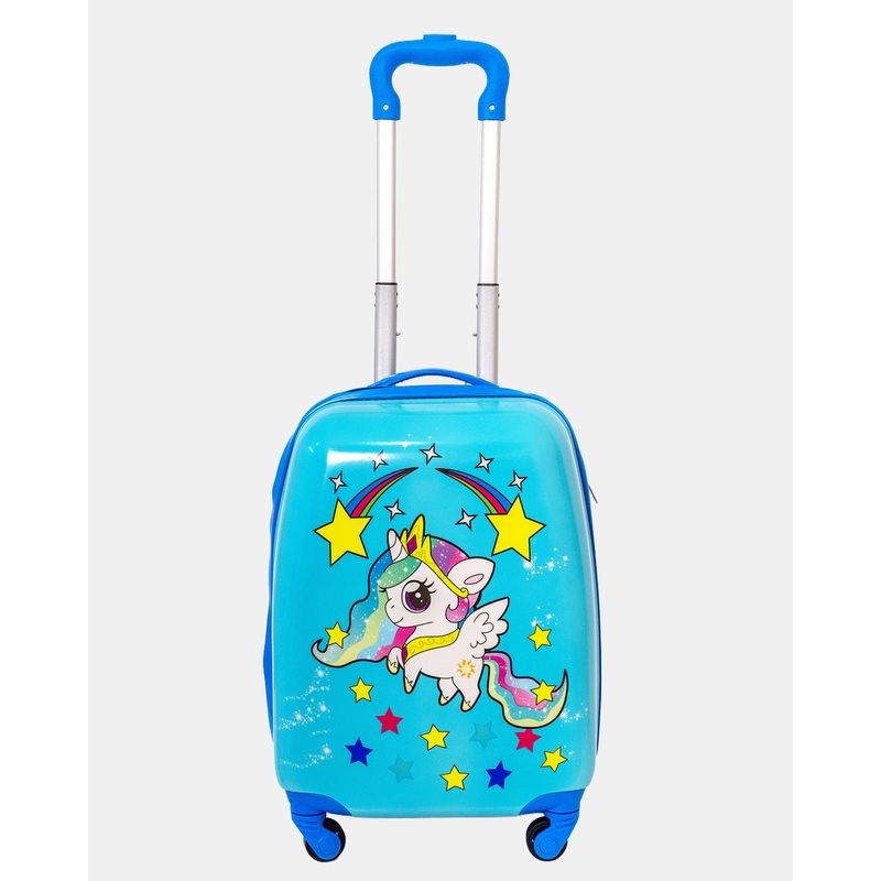 Blue Unicorn Print Hard-Sided Kids Trolley Bag (18Inch)
